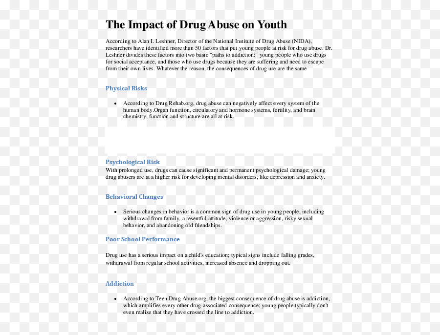 Doc The Impact Of Drug Abuse Eyob Deraro - Academiaedu Impact Of Drugs On Youth Emoji,Dont Serve Emotions Tea