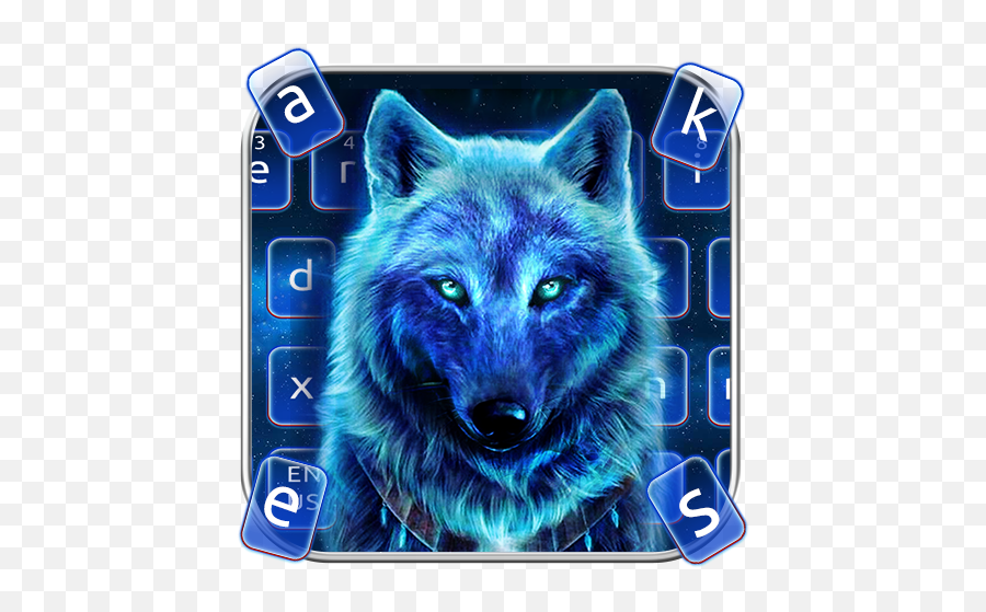 Amazoncom Wild Cyan Neon Wolf Keyboard Theme Appstore For - Alaskan Tundra Wolf Emoji,Emoji Smart Neon Keyboard