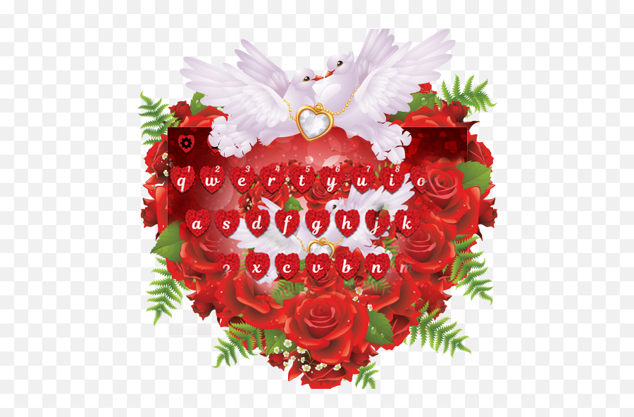 Romantic Pigeon Heart Keyboard - Heart Rose Flower Border Emoji,Emoticon De 2 Dedos Para Facebook
