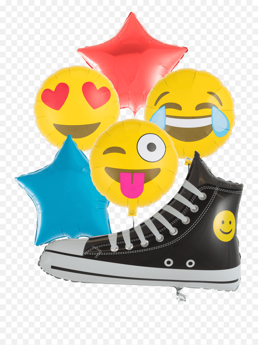 Emoji Sneaker Helium Filled Balloon Bouquet - Happy,Eye Arch Emoticon