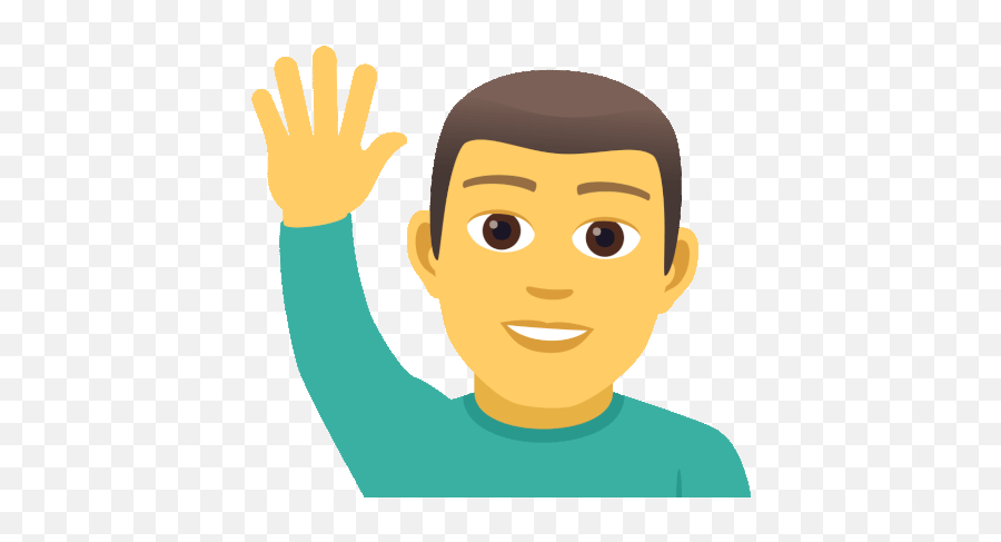 Man Raising Hand Joypixels Raise Your - Raise Hand Gif Emoji,Hand Waving Emoji Gif Transparent
