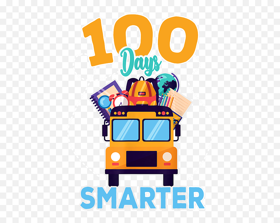 100th Day Of School 100 Days Smarter - Happy Emoji,School Bus Emojis
