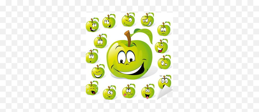 Green Apple With Many Expressions Sticker U2022 Pixers - We Emoji,Emoticon Apple Green