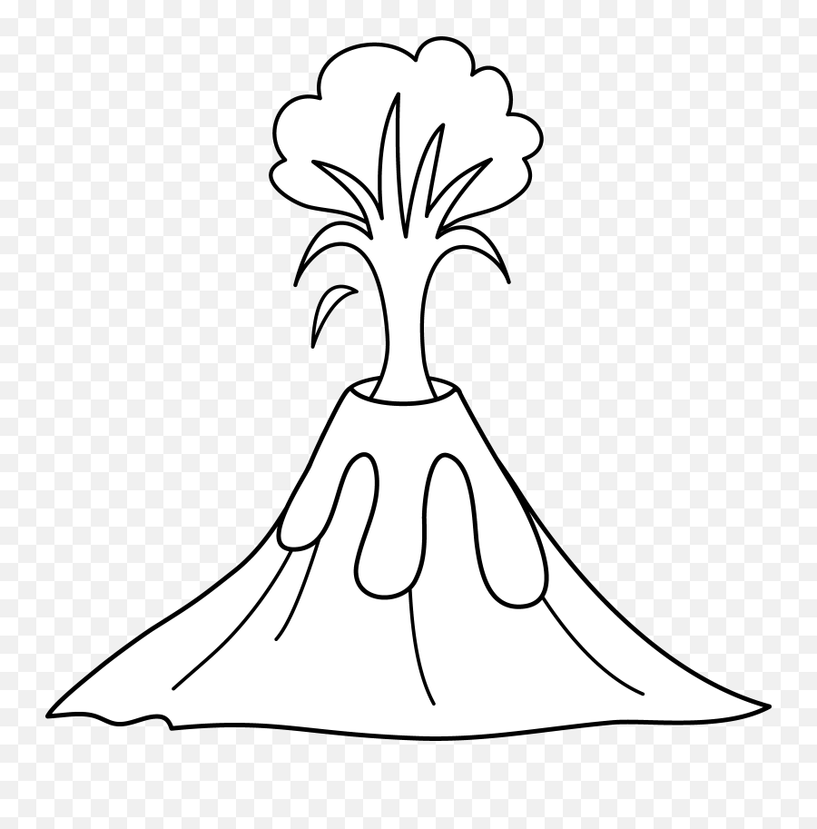 Coloring Pages Volcano Clipart - Volcano Clipart Black And White Emoji,Erupting Volcano Emoji