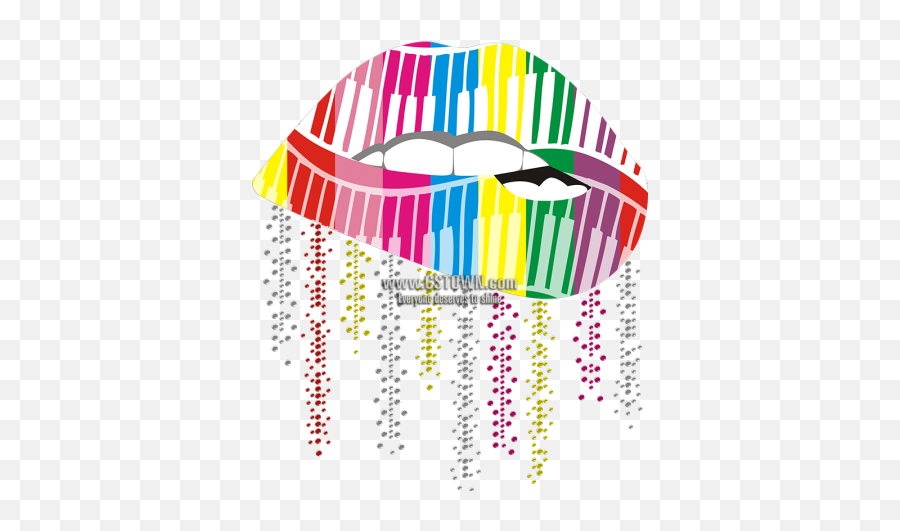 Printable Glitter Lips With Piano Motif Transfer - Cstown Dot Emoji,Emotion Piano Label