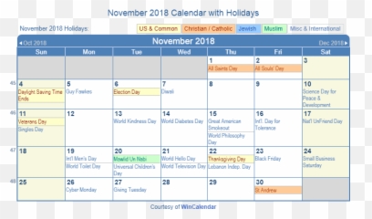 November 2018 Calendar With Holidays - November Holiday Calendar Emoji,Emoji 2 Pearl Harbor