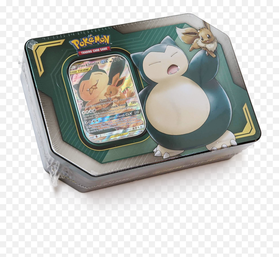 Eevee U0026 Snorlax Pokemon Gx Tag Team Trading Card Tin Box 80529 - Serving Tray Emoji,Eevee Emotions List