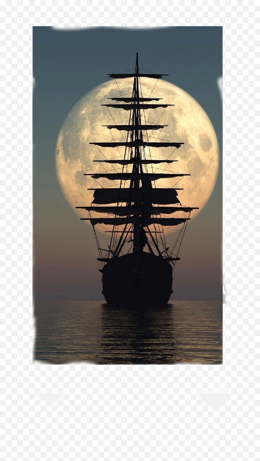 Ships Sticker Challenge - Black Pearl With Moon Emoji,Ship Moon Emoji