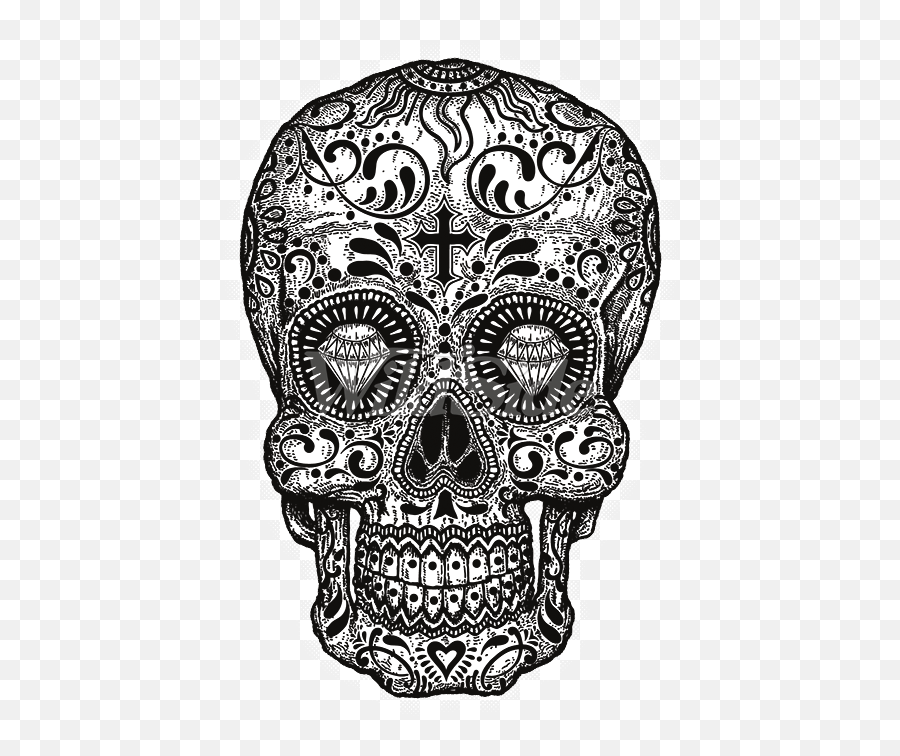 Skull Emoji Png - Sugar Skull Diamonds Youth Trippy Black Sugar Skull Black And White,Skull Emoji