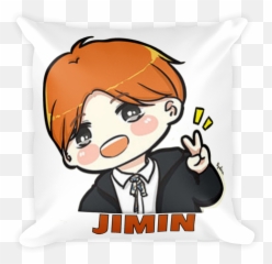 Bts Jimin Square Pillow - Bts Cartoon Broosh Clipart Full Emoji,Tumblr Emoticon Fanart Meme