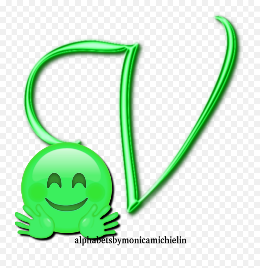 Monica Michielin Alphabets Green Smile Hands Alphabet Emoji,Emoji V Emoticon