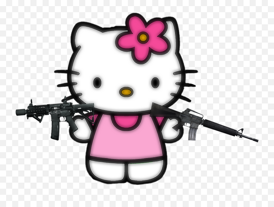 Myedit Oktoedit Oktouse Guns Sticker - Hello Kitty Girl Emoji,Dgaf Emoji