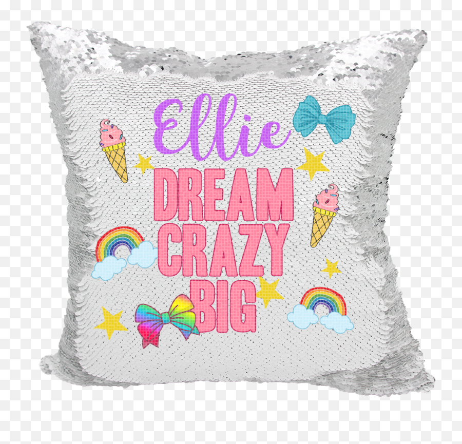 Handmade Personalized Dream Crazy Big Bow Quote Reversible Sequin Pillow Case - Mermaid Personalized Pillow Emoji,Sparkle Throwing Emoji