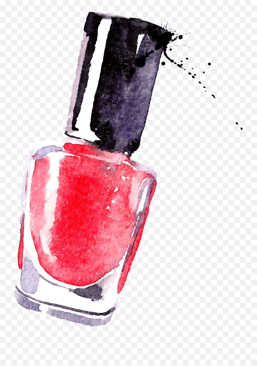 Download Watercolor Nail Cosmetics Polish Painting Drawing - Watercolor Nail Polish Clipart Emoji,Manicure Emoticon