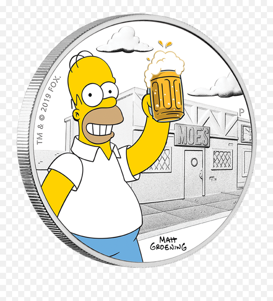 2019 The Simpsons - Homer 1oz Silver Proof Coin Homer Simpson Emoji,Homer Simpson Emoticon