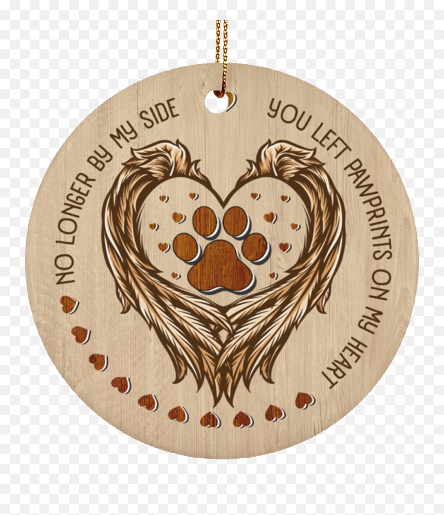 No Longer By My Side You Left Pawprints In My Heart Christmas Circle Ornament - Holiday Decoration Gift Solid Emoji,Brown Pawprints Emoticon