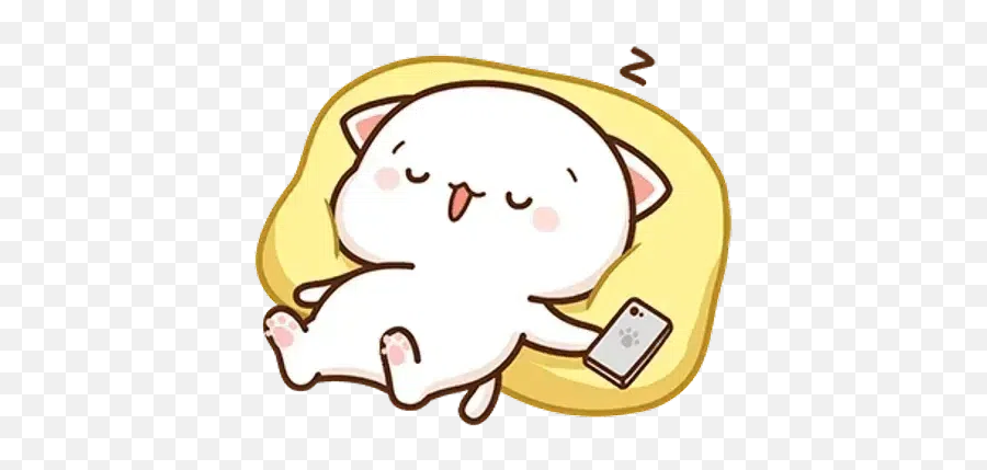 Mochi Mochi Peach Cat Whatsapp Stickers - Stickers Cloud Peach Cat Sleep Gif Emoji,Cara De Pervertido Emoticon