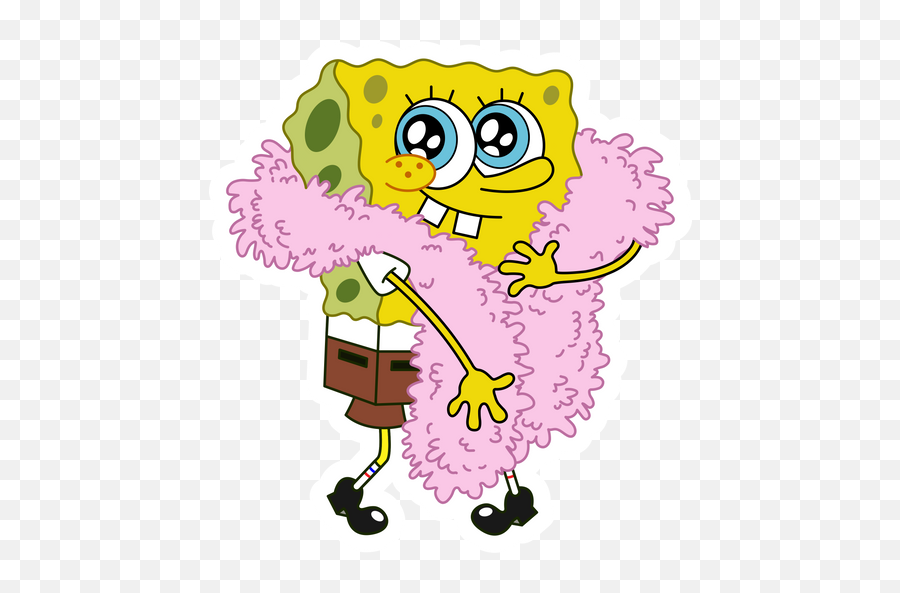 Spongebob Stickers - Spongebob With Pink Feather Boa Emoji,Starstuck Emoticon