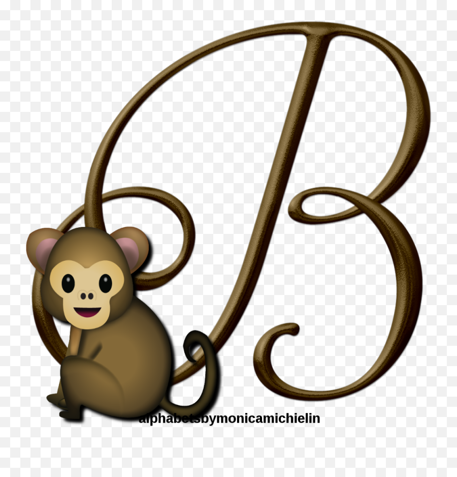 Monica Michielin Alphabets Brown Monkey Emoticon Emoji - Animal Figure,Torre Eiffel Emoticon