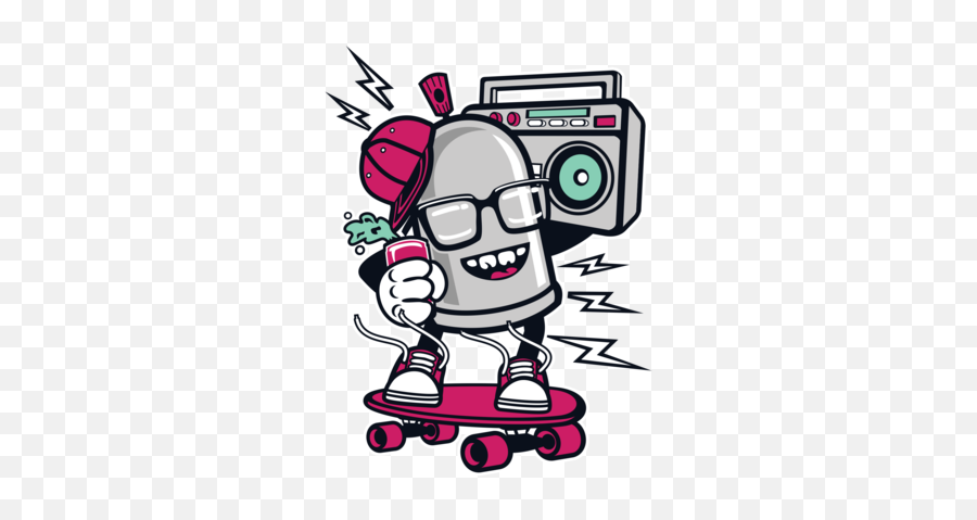 Retro Skating Spraypaint Can With Boombox Graffiti T - Shirt Emoji,Skating Emoji Png