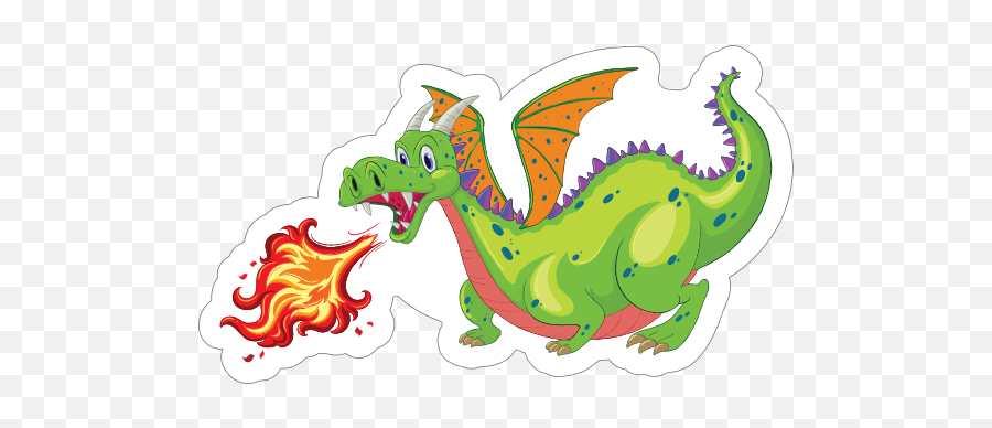 Cute Green Fire Breathing Dragon Sticker - Ritter Und Drache Clipart Emoji,Fire Emoji Sticker