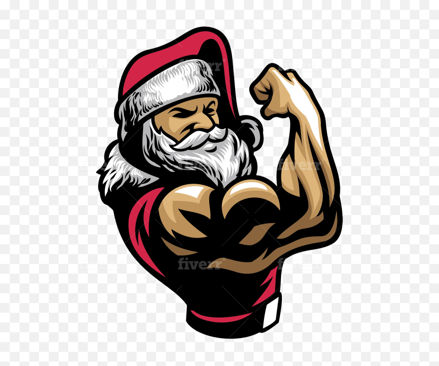 Santa Claus Drawing - Muscle Santa Claus Emoji,Twas The Night Before Christmas Emojis