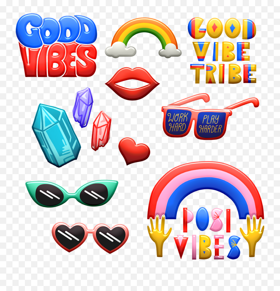 Good Vibes Word Art Groovy Words - Vibes Word Art Emoji,Groovy Emoji