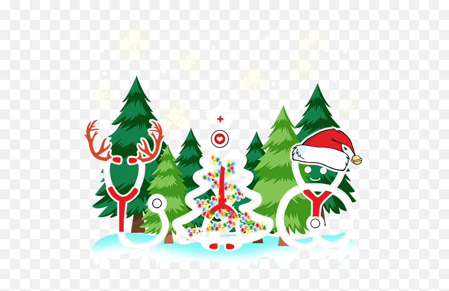 Stethoscope Reindeer Tree Snowman Nurse Christmas T - Shirt Emoji,Christmas Tree Emoji Html