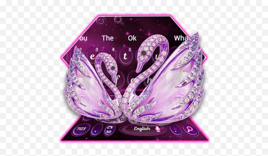 Purple Diamond Swan Keyboard Theme - Girly Emoji,Pink Diamond Emoji