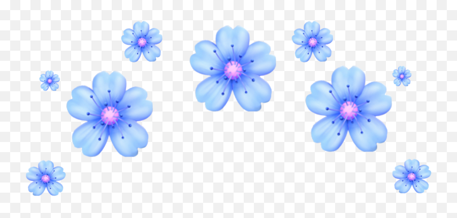 Sticker Crown Emoji Blue Sticker - Blue Flower Emoji Png,Cherry Blossom Emoji