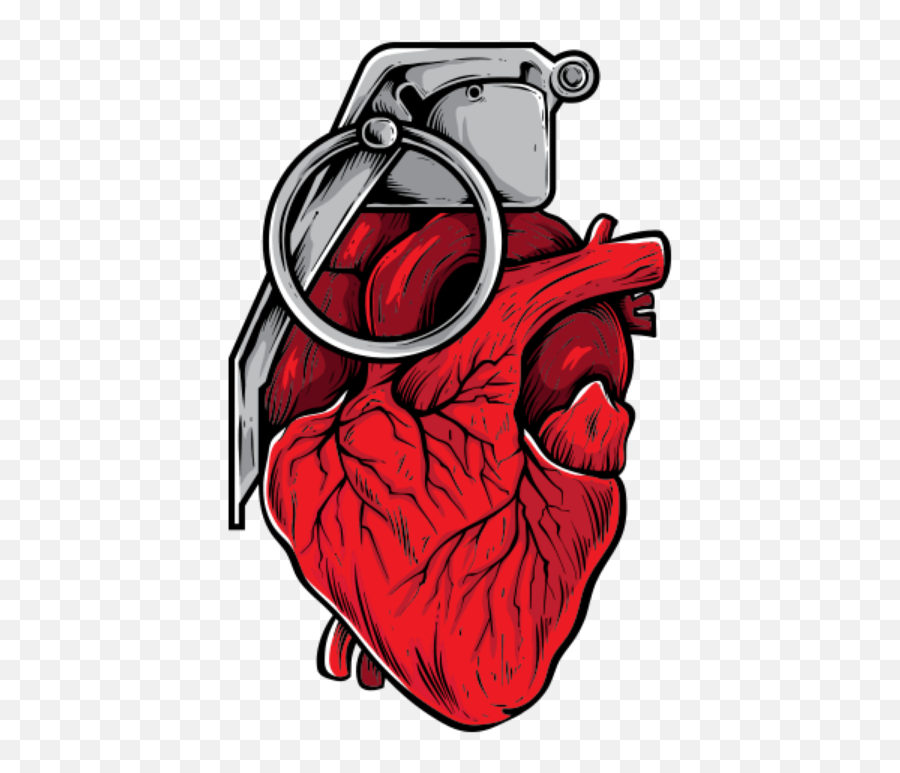 Heart Grenade Red Bomb Sticker - Heart Grenade Tattoo Stencil Emoji,Grenade Emoji 256x256