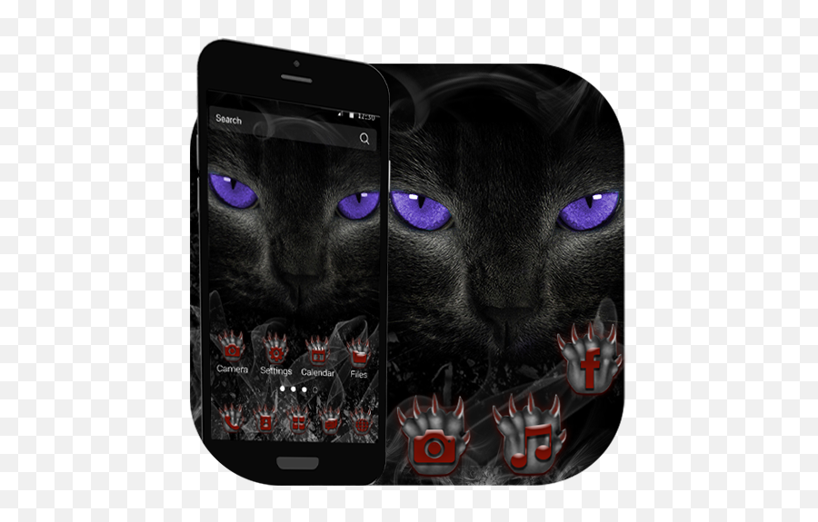 Black Cat Evil Launcher Theme Live Hd Wallpapers Apk - Iphone Emoji,Galaxy S7 Fire Emoji