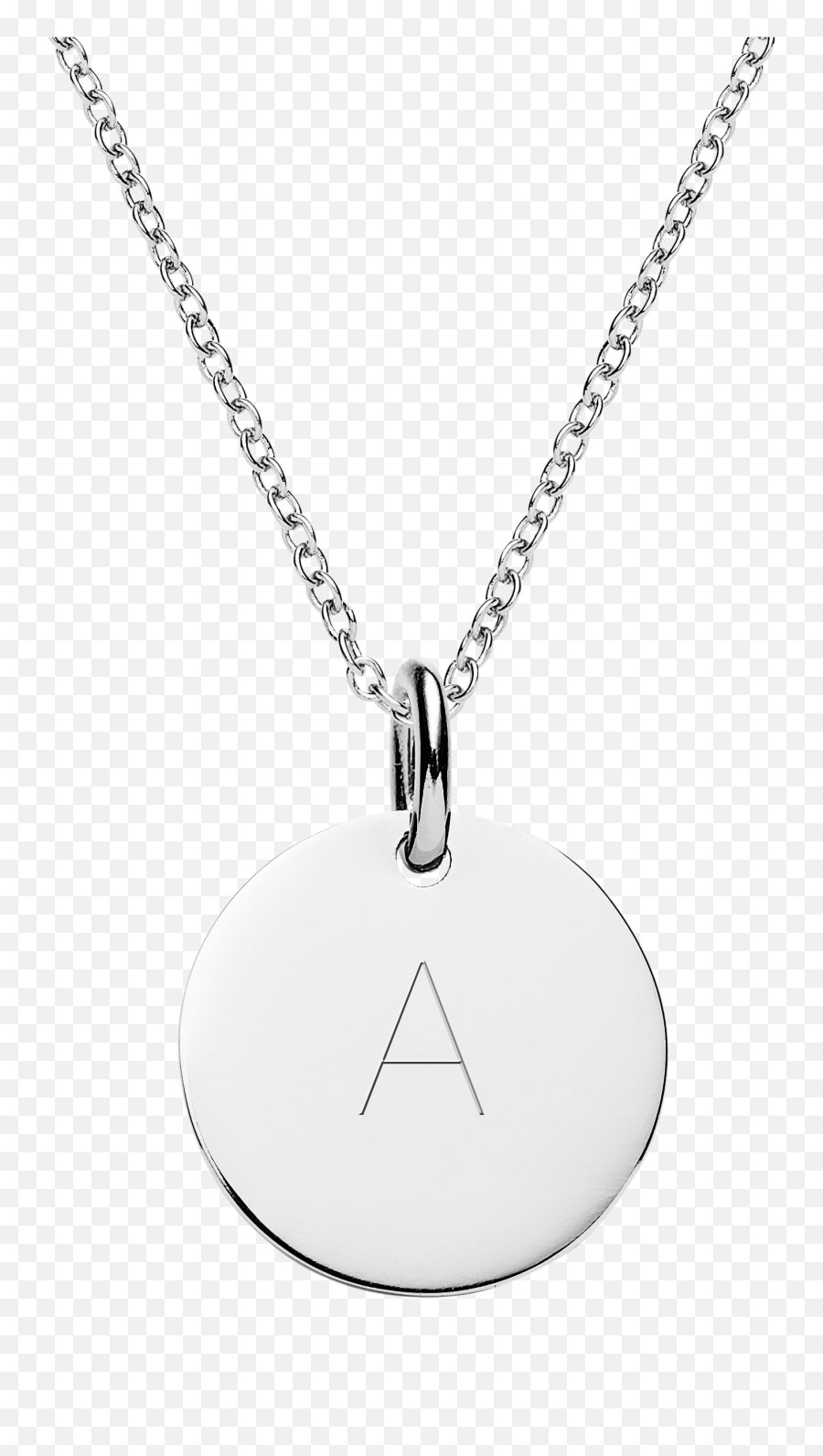 Personalised Jewellery Sterling Silver - Letter A Disc Necklace Emoji,Sterling Silver Emoji Jewellery