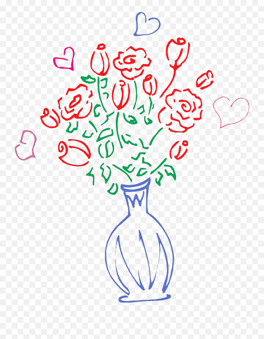 Outline Drawing Vase Flowers Sticker - Decorative Emoji,Sketchy Emoji