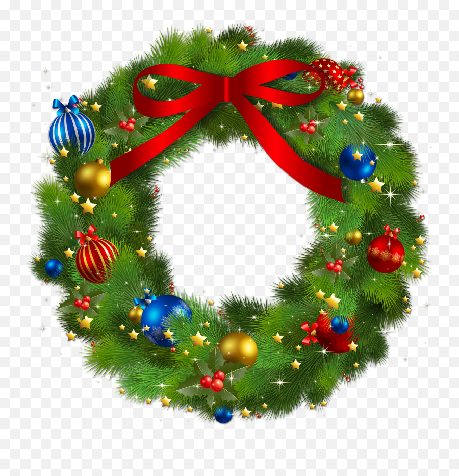 Wreath Christmas Clip Art - Transparent Christmas Pine Christmas Wreath Clipart Emoji,Christmas Reef Emoji