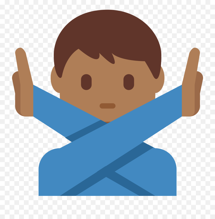 U200d Man Gesturing No Medium - Dark Skin Tone Emoji Black Hands Crossed Emoji,No Emoji Png
