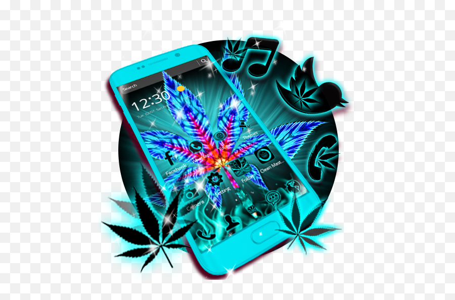 Blue Neon Weed Theme 114 Apk Download - Comblueneonweed Emoji,Weed Emojis For Analchat
