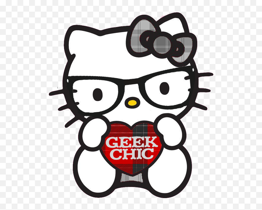 Download Hd Hello Kitty Nerd By Ladypinkilicious - Hello Hello Kitty Nerd Emoji,Emoji Wearing Glasses