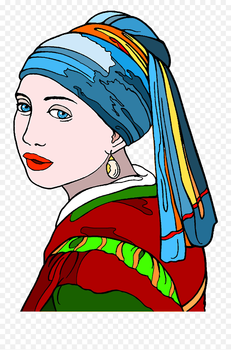 Stylized Girl With A Pearl Earring Clipart Free Download - Girl With A Pearl Earring Clipart Emoji,Snot Nose Emoji