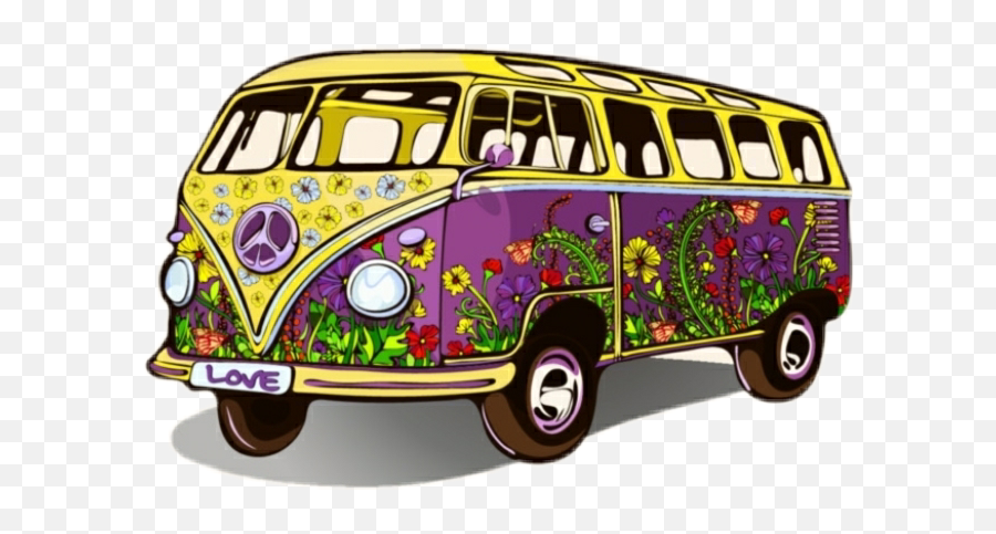 Hippie Hippies Van Bus Vanhippie - Hippie Van Bus Drawing Emoji,Vw Hippie Emoji