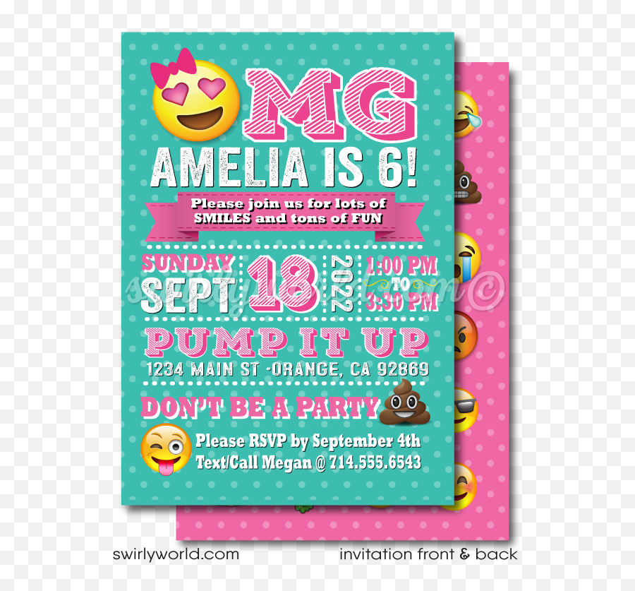 Emojis Omg Girlu0027s Birthday Invitation Digital Download - For Party Emoji,Emojis Measure Emojis Omg Girlu0027s Birthday Invitation Digital Download - For Party Emoji,Emojis Measure