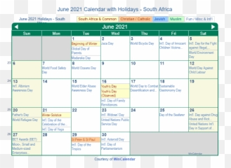 June 2021 Calendar With Holidays - South Africa Emoji,Winter Solstice Emoji