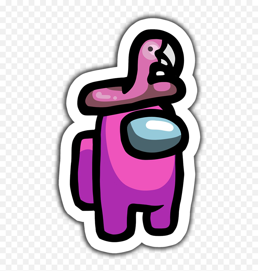 Among Us Pembe Flamingo Sticker - Among Us Character Cyan With The Angel Hat Emoji,Gandalf Emoji