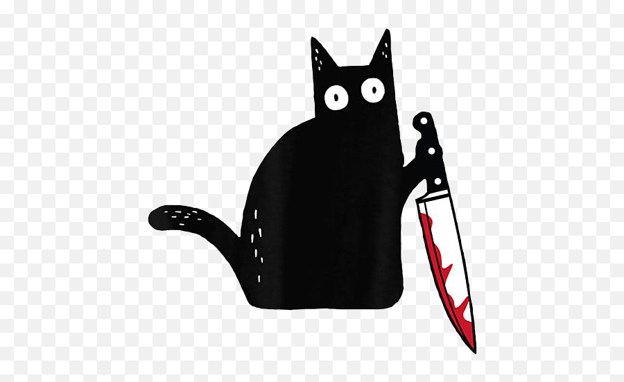 Blackcat Cat Halloween Murder Sticker By Georgie - Black Cat With Knife Emoji,Halloween Cat Emoji