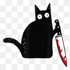 Blackcat Cat Halloween Murder Sticker By Georgie - Black Cat With Knife Emoji,Halloween Cat Emoji