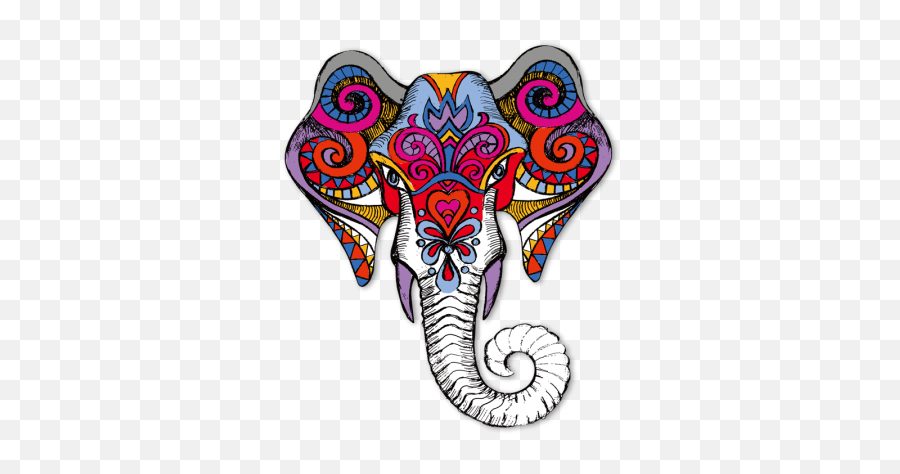 Auspicious Elephant Head Multicolor - Traditional Indian Art Elephant Emoji,Elepahnt Model Emotion