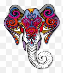 Auspicious Elephant Head Multicolor - Traditional Indian Art Elephant Emoji,Elepahnt Model Emotion