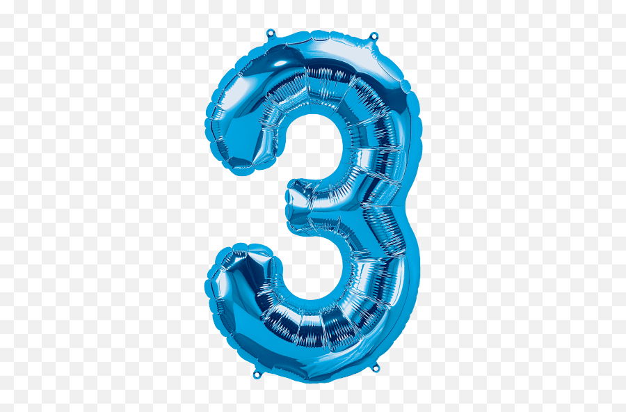 34 3 Blue Foil Number Balloon Balloons Party Décor - 3 Gold Balloon Png Emoji,Emoji Template Birthday Invitations