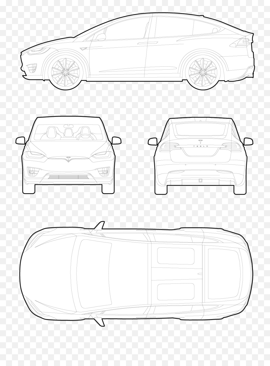 Drawing Of A Tesla Model X Cars Dwg - Free Dwg U0026 Cad Block Car Exterior Emoji,Tesla Model X Emoticon