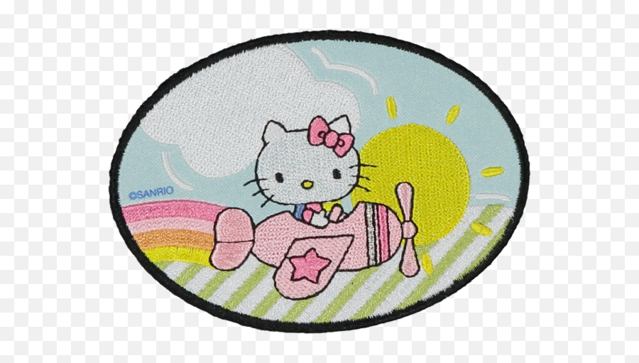 Hello Kitty Flying Embroidered Sticker - Hello Kitty Airplane Clipart Emoji,Muscular Cat Emoticon